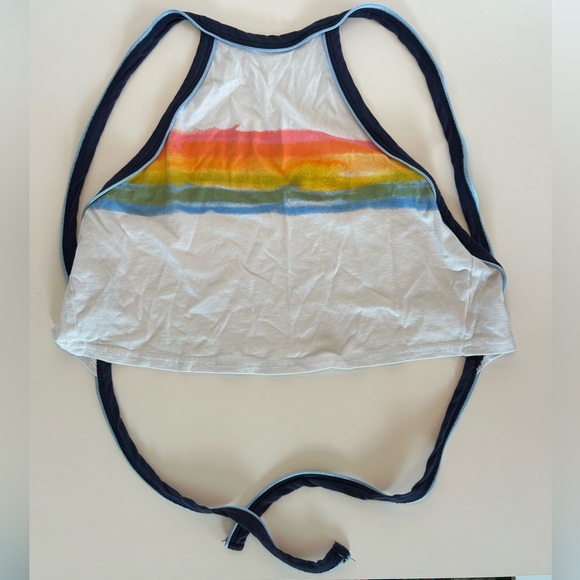 BDG Rainbow Halter Tie Back Crop Top - Picture 2 of 6